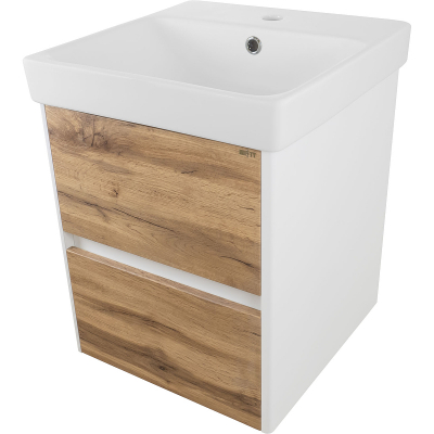Тумба с раковиной Misty Адриана 45 УТ000010216 подвесная Дуб Вотан Белый