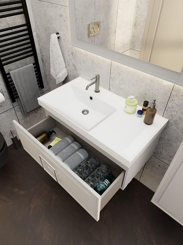 Тумба под раковину La Fenice Cubo 90 FNC-01-CUB-C-90 подвесная Бежевая матовая, купить, цена, заказать, магазин, доставка, скидка, промокод, купить, цена, заказать, магазин, доставка, скидка, промокод