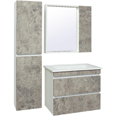 Зеркало со шкафом Runo Манхэттен 75 00-00001017 Серый бетон Белое