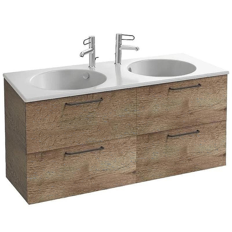 Тумба под раковину Jacob Delafon Odeon Rive Gauche 140 EB2526-R9-E52 подвесная Дуб табак ручки Черные, купить, цена, заказать, магазин, доставка, скидка, промокод, купить, цена, заказать, магазин, доставка, скидка, промокод