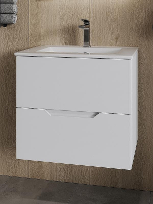 Тумба с раковиной Orange Line 60 Li-60Tuw+Ra подвесная Белая матовая