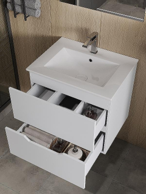 Тумба с раковиной Orange Line 60 Li-60Tuw+Ra подвесная Белая матовая