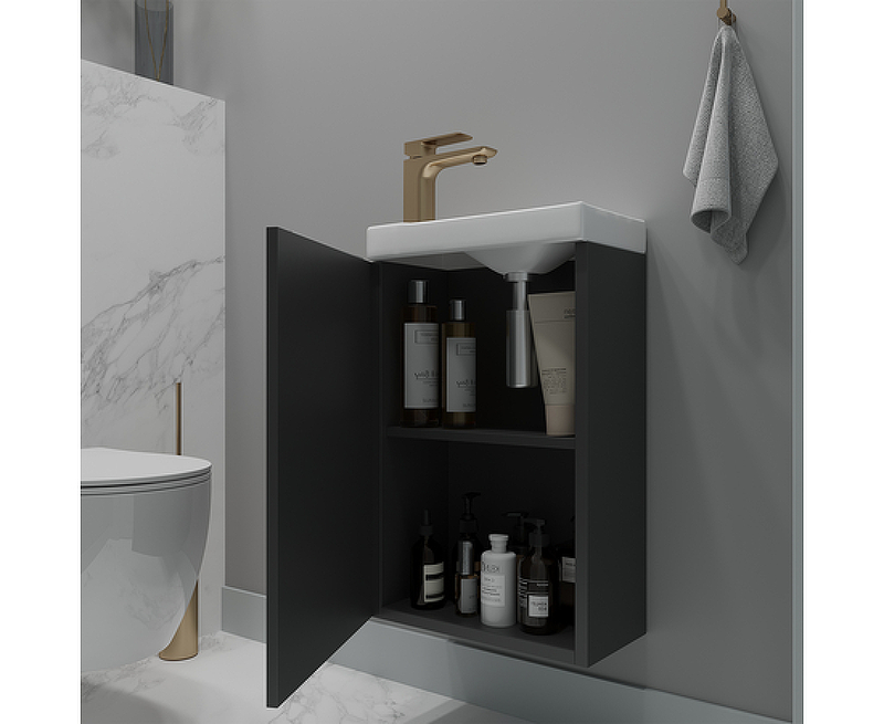Тумба под раковину ЗОВ Монови Слим 40 MS40G подвесная цвет Антрацит, купить, цена, заказать, магазин, доставка, скидка, промокод, купить, цена, заказать, магазин, доставка, скидка, промокод