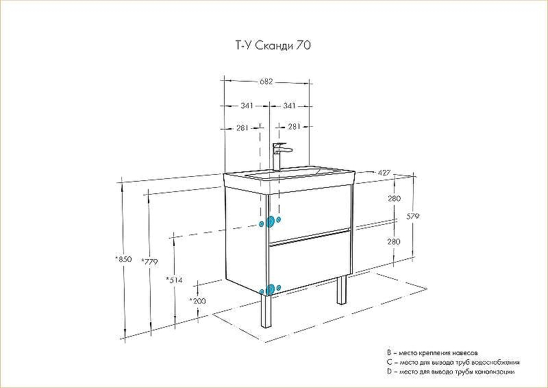 Тумба под раковину Aquaton Сканди 70 1A251801SDZ90 подвесная Белый Дуб рустикальный, купить, цена, заказать, магазин, доставка, скидка, промокод, купить, цена, заказать, магазин, доставка, скидка, промокод