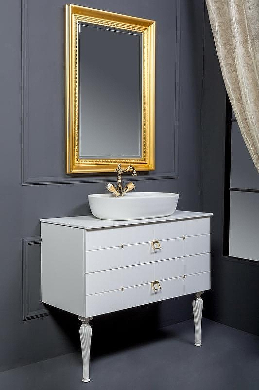 Тумба под раковину Boheme Armadi Art Vallessi Avangarde Piazza 100 841-100-WG подвесная Белая Золото, купить, цена, заказать, магазин, доставка, скидка, промокод, купить, цена, заказать, магазин, доставка, скидка, промокод