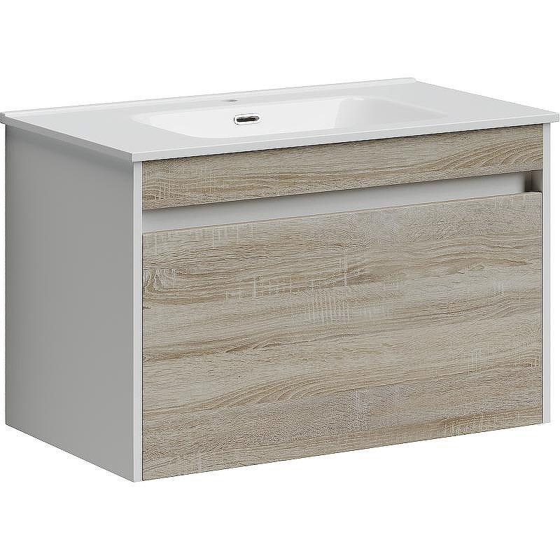Тумба под раковину Sancos Smart 80 SM80E подвесная Дуб Бардолино Белая, купить, цена, заказать, магазин, доставка, скидка, промокод, купить, цена, заказать, магазин, доставка, скидка, промокод