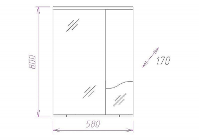 Зеркало со шкафом Onika Лайн 58.01 R 205820 с подсветкой Белое