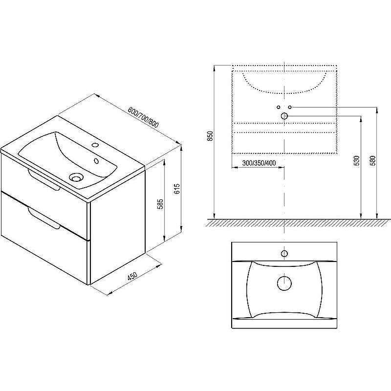 Тумба под раковину Ravak SD Classic II 80 X000001481 подвесная Белая Серая, купить, цена, заказать, магазин, доставка, скидка, промокод, купить, цена, заказать, магазин, доставка, скидка, промокод