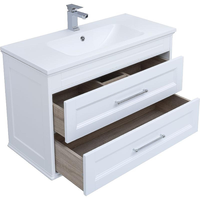 Тумба под раковину Aquanet Бостон 100 М 209678 подвесная Белый матовый, купить, цена, заказать, магазин, доставка, скидка, промокод, купить, цена, заказать, магазин, доставка, скидка, промокод