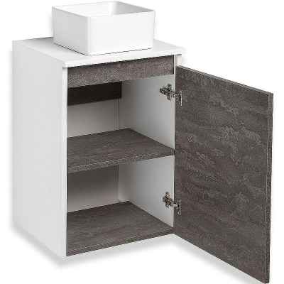 Тумба под раковину Runo Бари 40 00-00001376 подвесная Железный камень Белая