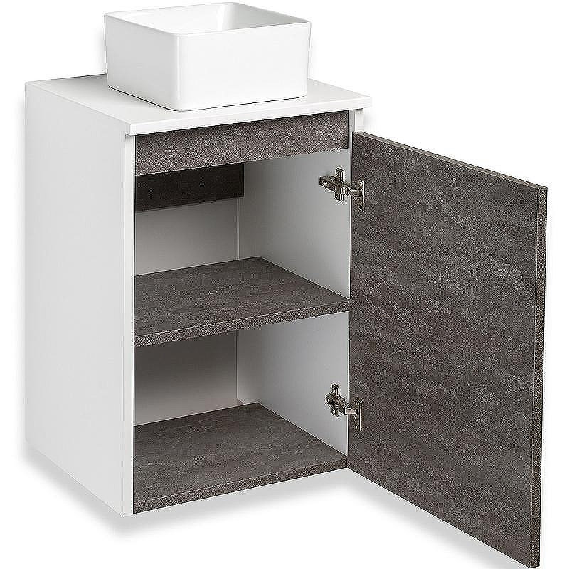 Тумба под раковину Runo Бари 40 00-00001376 подвесная Железный камень Белая, купить, цена, заказать, магазин, доставка, скидка, промокод, купить, цена, заказать, магазин, доставка, скидка, промокод