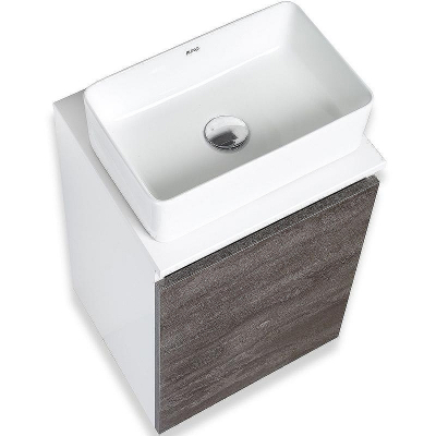 Тумба под раковину Runo Бари 40 00-00001376 подвесная Железный камень Белая