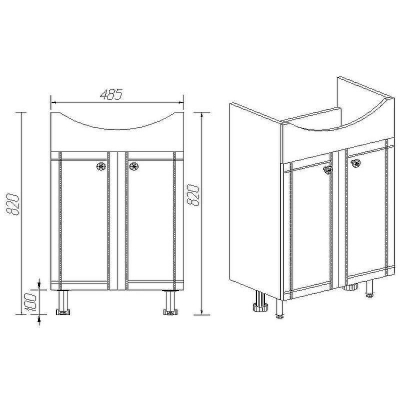 Тумба под раковину VIANT Париж 55 VPAR55ER-T2ST Белая