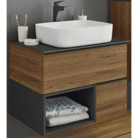 Тумба с раковиной Comforty Штутгарт 75 00-00001884 подвесная Дуб темно-коричневый Черная столешница, купить, цена, заказать, магазин, доставка, скидка, промокод, купить, цена, заказать, магазин, доставка, скидка, промокод