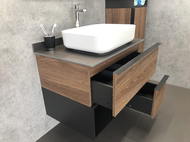 Тумба с раковиной Comforty Штутгарт 75 00-00001884 подвесная Дуб темно-коричневый Черная столешница, купить, цена, заказать, магазин, доставка, скидка, промокод, купить, цена, заказать, магазин, доставка, скидка, промокод