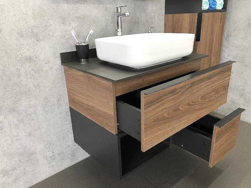 Тумба с раковиной Comforty Штутгарт 75 00-00001884 подвесная Дуб темно-коричневый Черная столешница, купить, цена, заказать, магазин, доставка, скидка, промокод, купить, цена, заказать, магазин, доставка, скидка, промокод