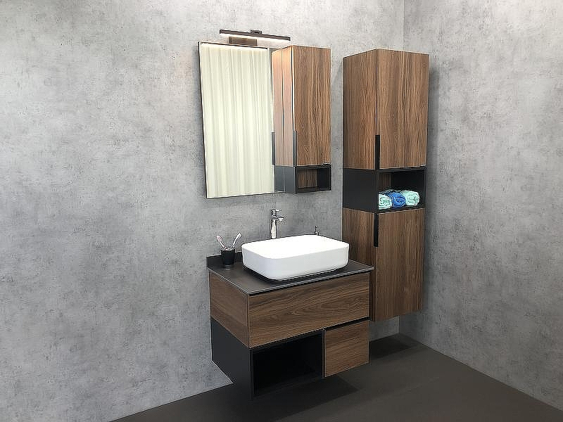 Тумба с раковиной Comforty Штутгарт 75 00-00001884 подвесная Дуб темно-коричневый Черная столешница, купить, цена, заказать, магазин, доставка, скидка, промокод, купить, цена, заказать, магазин, доставка, скидка, промокод