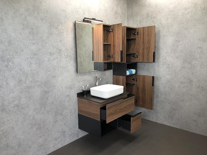 Тумба с раковиной Comforty Штутгарт 75 00-00001884 подвесная Дуб темно-коричневый Черная столешница, купить, цена, заказать, магазин, доставка, скидка, промокод, купить, цена, заказать, магазин, доставка, скидка, промокод