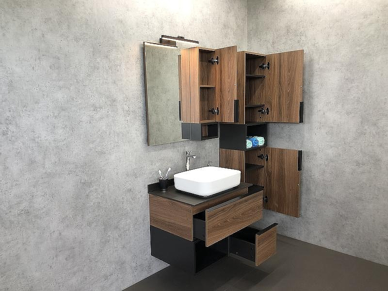 Тумба с раковиной Comforty Штутгарт 75 00-00001884 подвесная Дуб темно-коричневый Черная столешница, купить, цена, заказать, магазин, доставка, скидка, промокод, купить, цена, заказать, магазин, доставка, скидка, промокод