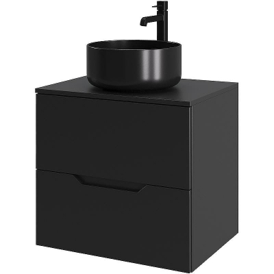 Тумба с раковиной Orange Line 60 Li-60TubMDF+B07-345B подвесная Черная матовая