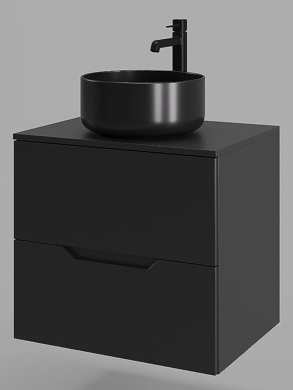 Тумба с раковиной Orange Line 60 Li-60TubMDF+B07-345B подвесная Черная матовая, купить, цена, заказать, магазин, доставка, скидка, промокод, купить, цена, заказать, магазин, доставка, скидка, промокод