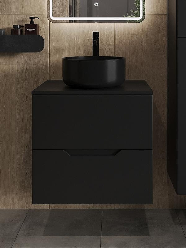 Тумба с раковиной Orange Line 60 Li-60TubMDF+B07-345B подвесная Черная матовая, купить, цена, заказать, магазин, доставка, скидка, промокод, купить, цена, заказать, магазин, доставка, скидка, промокод