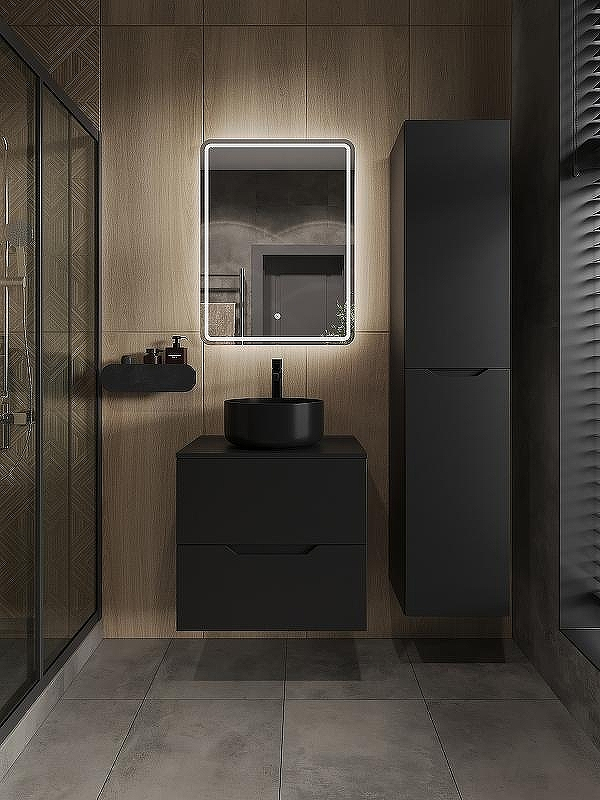 Тумба с раковиной Orange Line 60 Li-60TubMDF+B07-345B подвесная Черная матовая, купить, цена, заказать, магазин, доставка, скидка, промокод, купить, цена, заказать, магазин, доставка, скидка, промокод