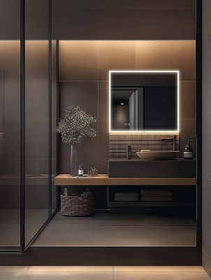 Зеркальный шкаф Aquatek 80 AQ7803B-MLC с подсветкой Хром