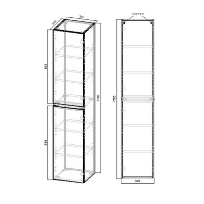 Шкаф пенал Vincea Norma 35 VSC-2NF170BT подвесной Beton