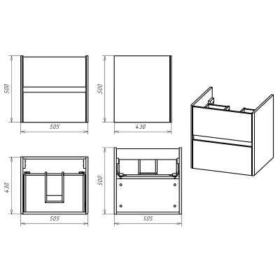 Тумба с раковиной Misty Адриана 55 УТ000010339 подвесная Дуб Вотан Белый