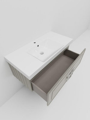 Тумба под раковину La Fenice Cubo 100 FNC-01-CUB-C-100 подвесная Бежевая матовая