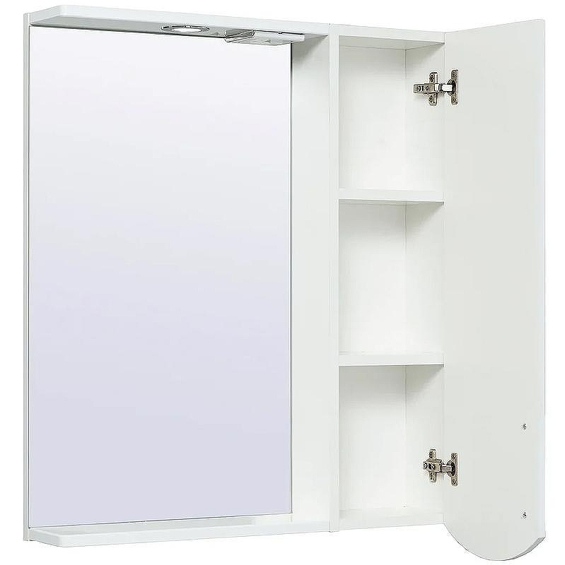 Зеркало со шкафом Runo Неаполь 65 R 00-00001030 с подсветкой Белое, купить, цена, заказать, магазин, доставка, скидка, промокод, купить, цена, заказать, магазин, доставка, скидка, промокод