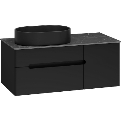 Тумба с раковиной Misty Роял 100 УТ000014976 подвесная Черная матовая