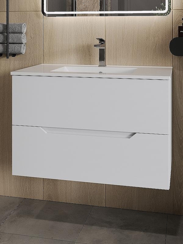 Тумба с раковиной Orange Line 80 Li-80Tuw+Ra подвесная Белая матовая, купить, цена, заказать, магазин, доставка, скидка, промокод, купить, цена, заказать, магазин, доставка, скидка, промокод