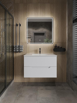 Тумба с раковиной Orange Line 80 Li-80Tuw+Ra подвесная Белая матовая