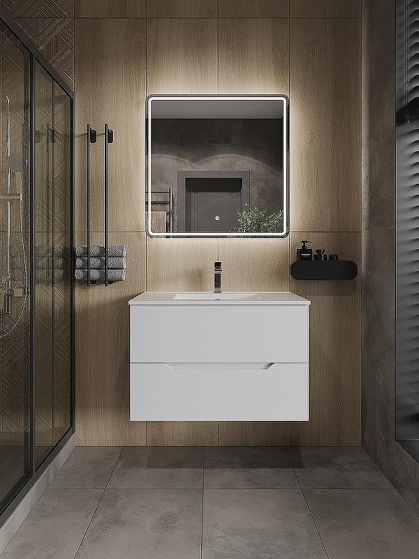 Тумба с раковиной Orange Line 80 Li-80Tuw+Ra подвесная Белая матовая, купить, цена, заказать, магазин, доставка, скидка, промокод, купить, цена, заказать, магазин, доставка, скидка, промокод