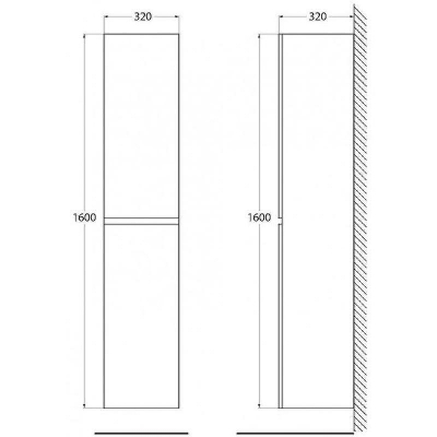 Шкаф пенал BelBagno 32 ALBANO-1600-2A-SC-PS-P подвесной Pino Scania