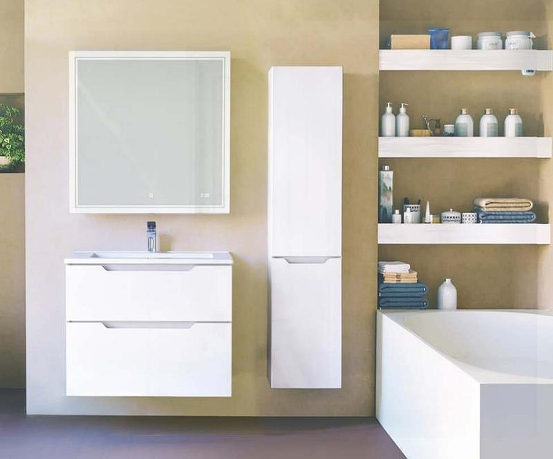 Зеркало Jorno Slide 80 Sli.02.77/W с подсветкой с сенсорным выключателем и часами, купить, цена, заказать, магазин, доставка, скидка, промокод, купить, цена, заказать, магазин, доставка, скидка, промокод