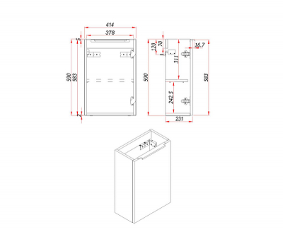 Тумба под раковину ЗОВ Монови Слим 40 MS40T подвесная цвет Белый Тростник