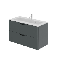 Тумба с раковиной Creto Bravo 100 22-BrG100 подвесная цвет Темно-серый матовый, купить, цена, заказать, магазин, доставка, скидка, промокод, купить, цена, заказать, магазин, доставка, скидка, промокод