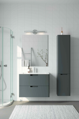 Тумба с раковиной Creto Bravo 100 22-BrG100 подвесная цвет Темно-серый матовый