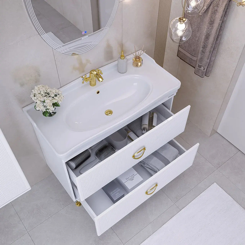 Тумба под раковину Grossman Атрио 105 1010501 цвет Белый глянцевый, купить, цена, заказать, магазин, доставка, скидка, промокод, купить, цена, заказать, магазин, доставка, скидка, промокод