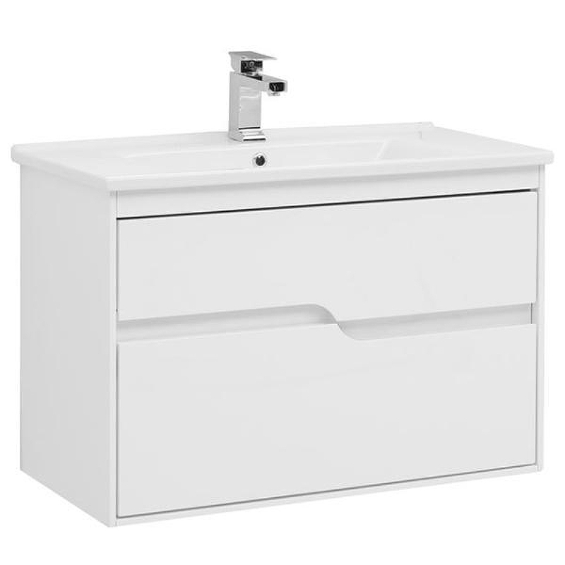 Тумба под раковину Aquanet Модена 85 196965 подвесная Белый глянец, купить, цена, заказать, магазин, доставка, скидка, промокод, купить, цена, заказать, магазин, доставка, скидка, промокод
