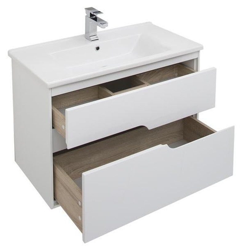 Тумба под раковину Aquanet Модена 85 196965 подвесная Белый глянец, купить, цена, заказать, магазин, доставка, скидка, промокод, купить, цена, заказать, магазин, доставка, скидка, промокод