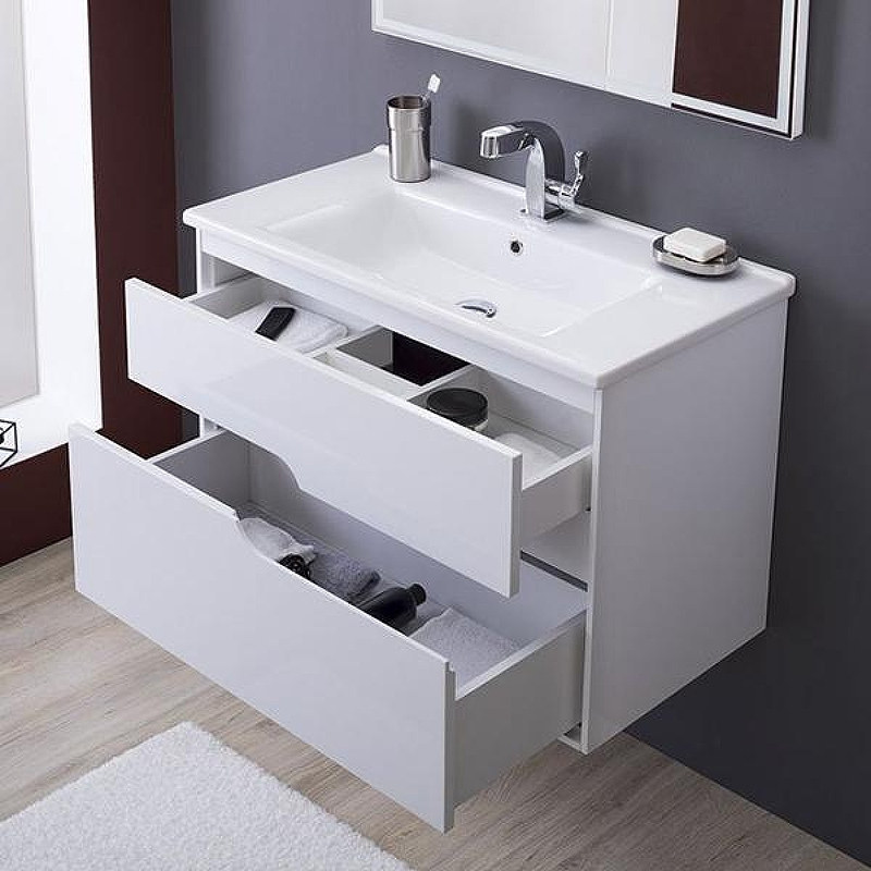 Тумба под раковину Aquanet Модена 85 196965 подвесная Белый глянец, купить, цена, заказать, магазин, доставка, скидка, промокод, купить, цена, заказать, магазин, доставка, скидка, промокод