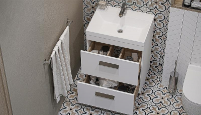 Тумба под раковину Velvex Orlando 60 tn.ORL.CLA.60.2Y Белая матовая