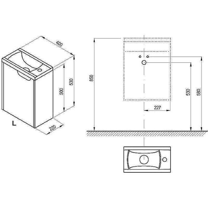 Тумба под раковину Ravak SD Classic 40 L X000001484 подвесная Белая глянцевая, купить, цена, заказать, магазин, доставка, скидка, промокод, купить, цена, заказать, магазин, доставка, скидка, промокод