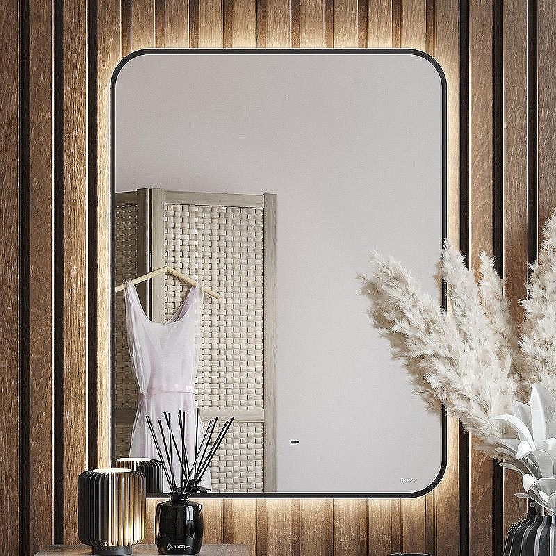 Зеркало Bond Loft 60x80 M35ZE-6080 с подсветкой Черное глянцевое с бесконтактным выключателем, купить, цена, заказать, магазин, доставка, скидка, промокод, купить, цена, заказать, магазин, доставка, скидка, промокод