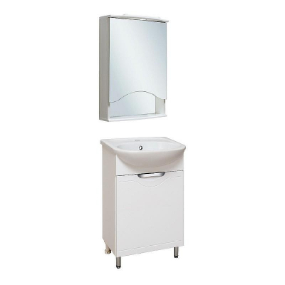 Зеркальный шкаф Runo Фортуна 50 R 00000001027 с подсветкой Белый