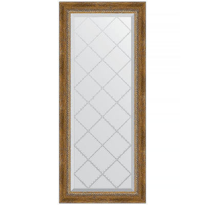 Зеркало Evoform Exclusive-G 123х53 BY 4047 с гравировкой в багетной раме - Состаренная бронза с плетением 70